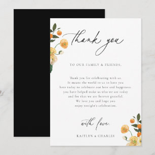 Carte De Remerciements Table de réception de mariage florale de agrumes