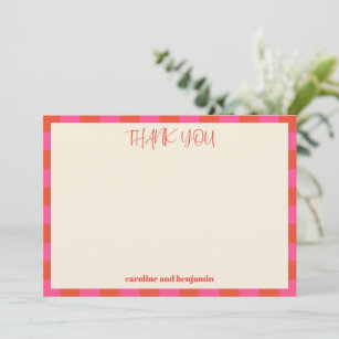 Carte De Remerciements Tableau de bord orange rose vif Noms personnalisés