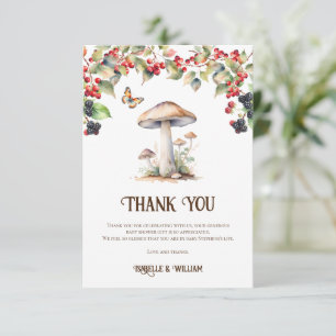 Carte De Remerciements Tabouret en bois et Baby shower d'automne de champ