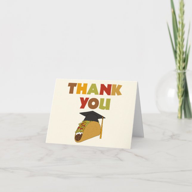 Carte De Remerciements Taco Portant le capot de graduation (Devant)