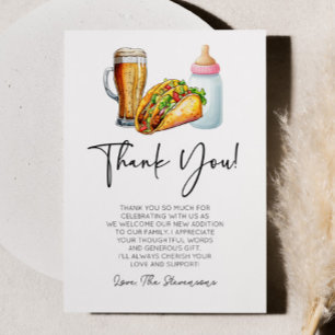 Carte De Remerciements Tacos se reproduit et diapers aussi ! Baby shower