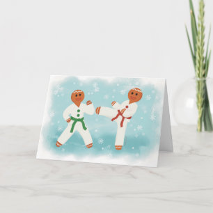 Carte De Remerciements Taekwondo Karate Noël pain d'épice Martial Art