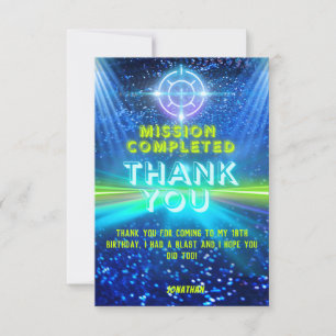 Carte De Remerciements Tag Laser Laser Neon Lights cible de partie de jeu
