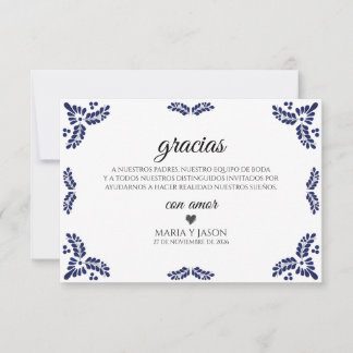 Carte De Remerciements Talavera Black Floral Minimalist Spanish Wedding
