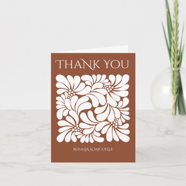 Carte De Remerciements Talavera terracotta boho mariage mexicain (Devant)
