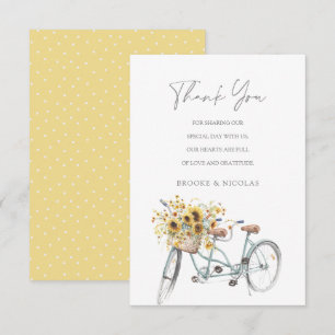Carte De Remerciements Tandem Bicycle Rustique Mariage d'aquarelle de tou