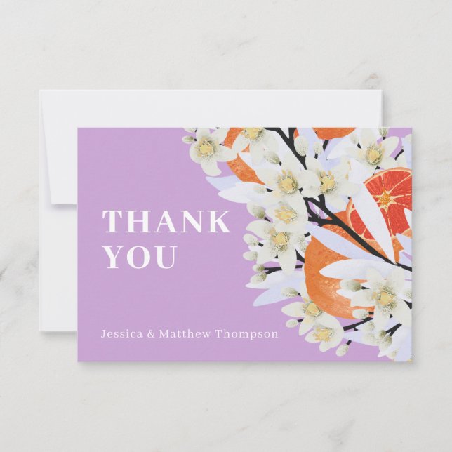 Carte De Remerciements Tangerine Agrumes Branches florissantes Wreath Flo (Devant)