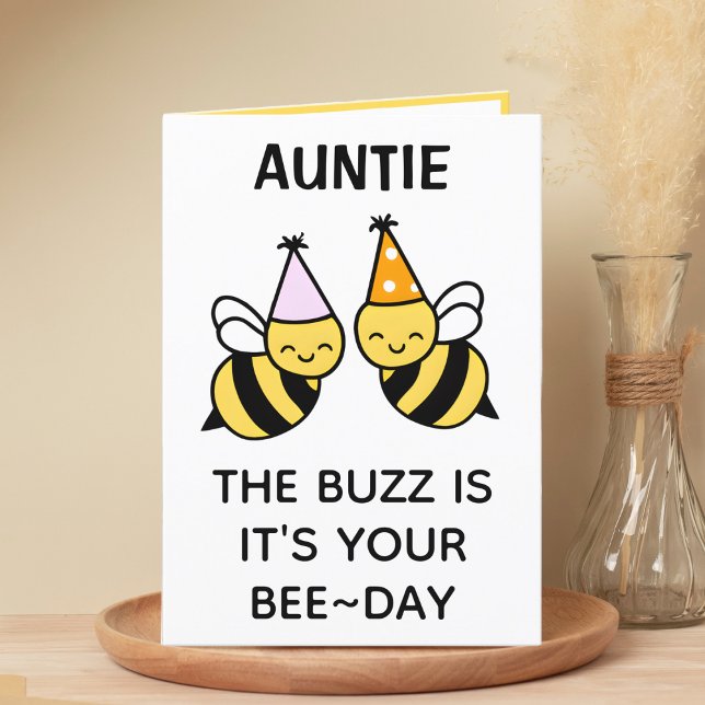 Carte De Remerciements Tante Famille d'abeilles Bumblebee Joyeuse Anniver (cute bee bumblebee birthday card for aunt)