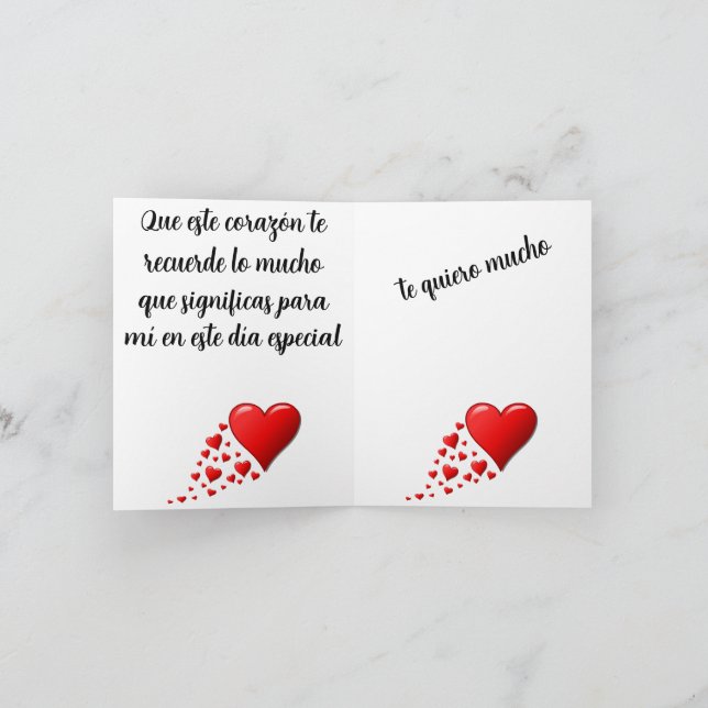 Carte De Remerciements Tarjeta corazon especial (Intérieur)