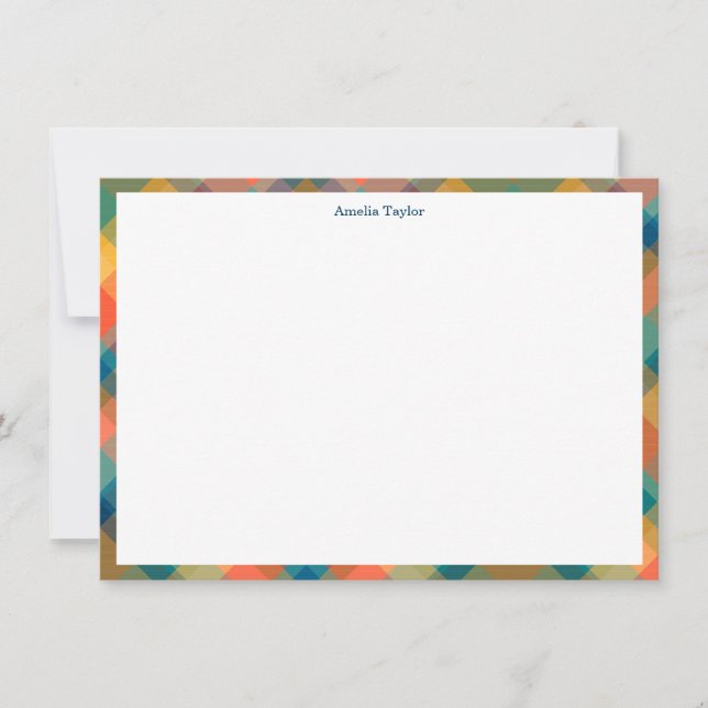 Carte De Remerciements Tartan Plaid Personalized Stationery Name Holiday (Devant)