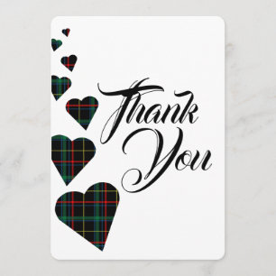 Carte de remerciements Tartan vert