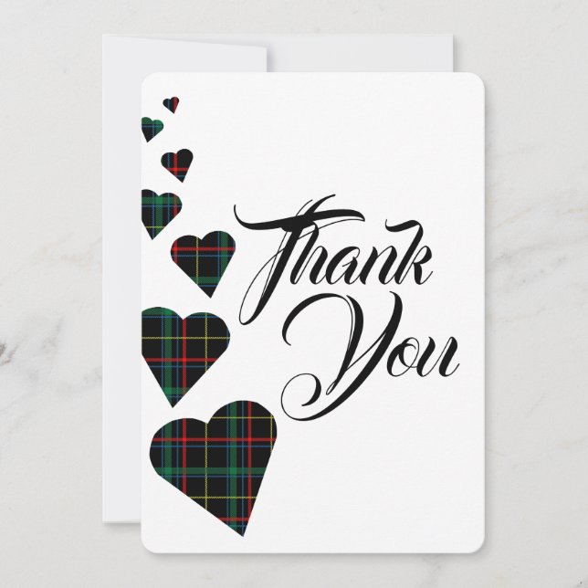 Carte de remerciements Tartan vert (Devant)