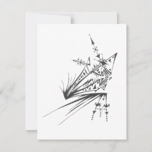 Carte De Remerciements Tatouage Tribal Abstrait Noir Blanc Étoilé