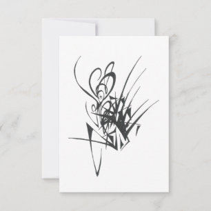 Carte De Remerciements Tatouage tribal abstrait noir et blanc mouvementé