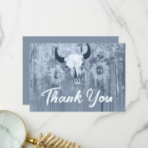 Carte De Remerciements Taureau bleu rustique Dusty
