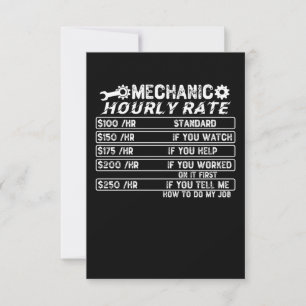 Carte De Remerciements Taux horaire mécanique