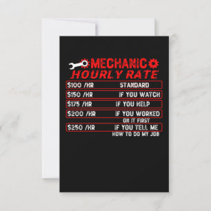Carte De Remerciements Taux horaire mécanique - mécanique