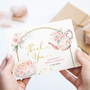 Carte De Remerciements Tea Party à la Fête des mariées rose