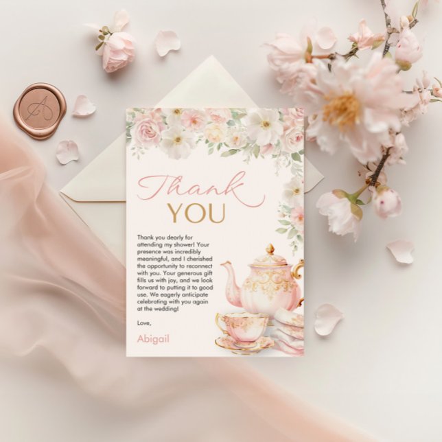Carte De Remerciements Tea Party Bridal Shower Thank You Card (Tea Party Bridal Shower Thank You Card)