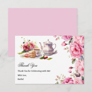 Carte De Remerciements Tea Party Fête des mariées rose Floral