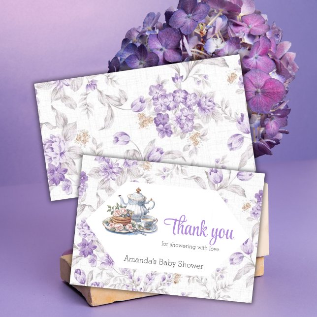 Carte De Remerciements Tea Party Lavender Garden Baby shower Floral (Créateur téléchargé)