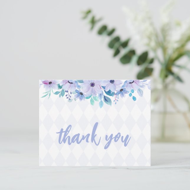 Carte De Remerciements Tea Party Purple Aquarelle Baby shower (Debout devant)