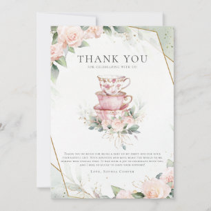 Carte De Remerciements Tea Party vintage rose 1er anniversaire
