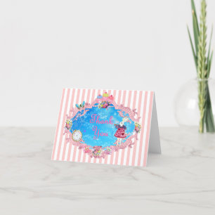 Carte De Remerciements Tea Party White Rabbit Montre de poche vintage fil