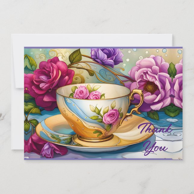 Carte De Remerciements Tea Time - Tea Cup Art (Devant)