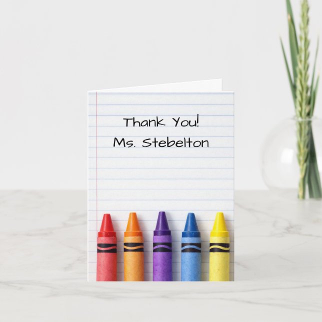 Carte De Remerciements Teacher Appreciation Crayon Thank You Card (Devant)