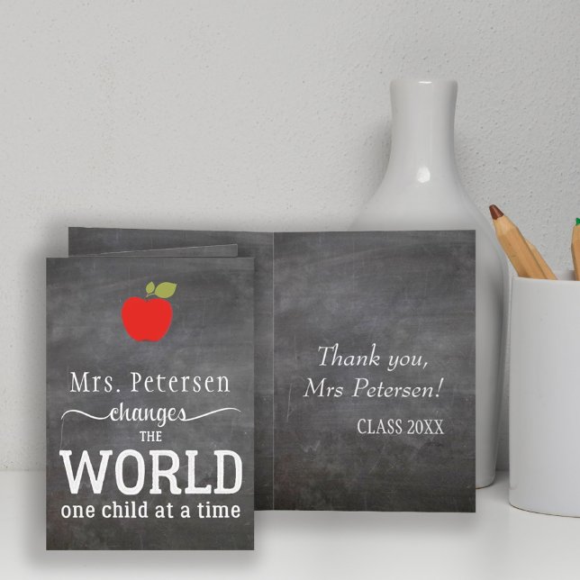 Carte De Remerciements Teacher name blackboard white typography quote (Créateur téléchargé)