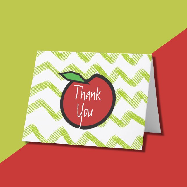 Carte de remerciements Teacher Red Apple (Depiction of Thank You Card)