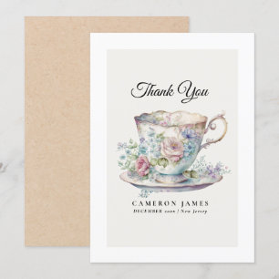 Carte De Remerciements Teacup Floral vintage Victorien Teacup Rose Tea Pa