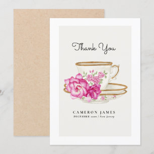 Carte De Remerciements Teacup Floral vintage Victorien Teacup Rose Tea Pa