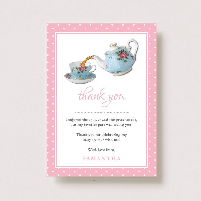 Carte De Remerciements Teacups Baby shower Tea Party (Créateur téléchargé)