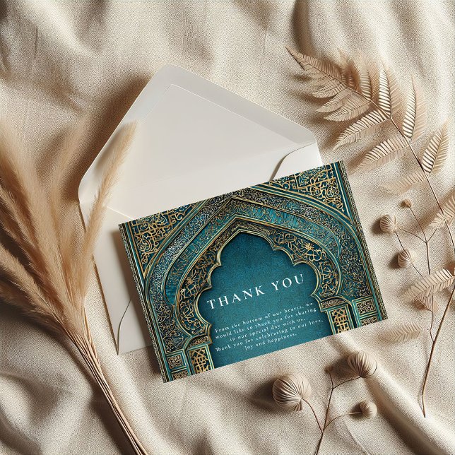 Carte De Remerciements Teal Archway Islamic Wedding (Créateur téléchargé)