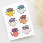 Teapots colorés mignons avec Fleurs vierges