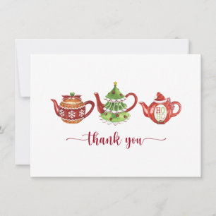 Carte De Remerciements Teapots de Noël, Fête