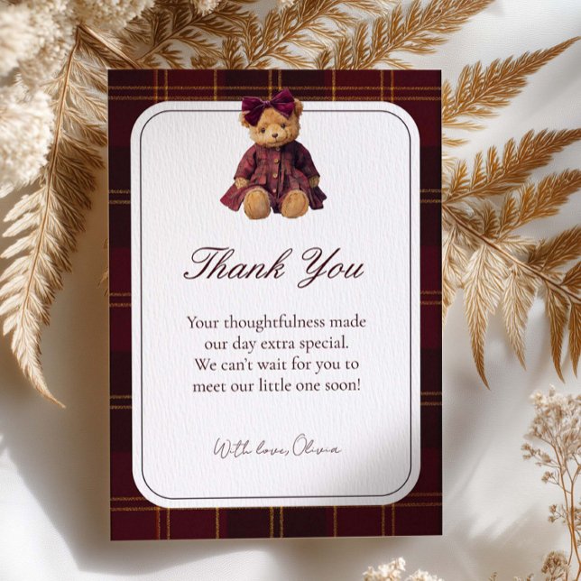 Carte De Remerciements Teddy Bear Baby Shower Thank You Card (Créateur téléchargé)