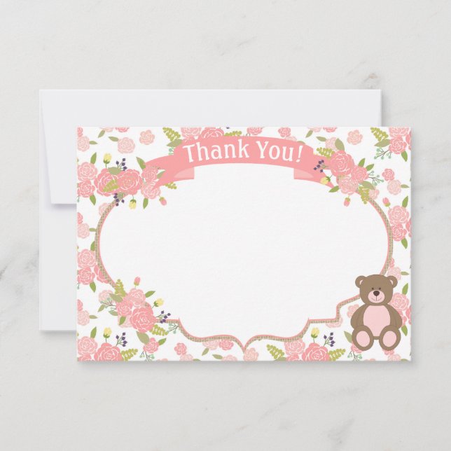 Carte De Remerciements Teddy Bear Remerciements Notes Teddy Bear Pique-ni (Devant)