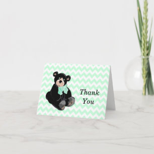 Carte De Remerciements Teddy Bear sur Chevron Thank You Note Card