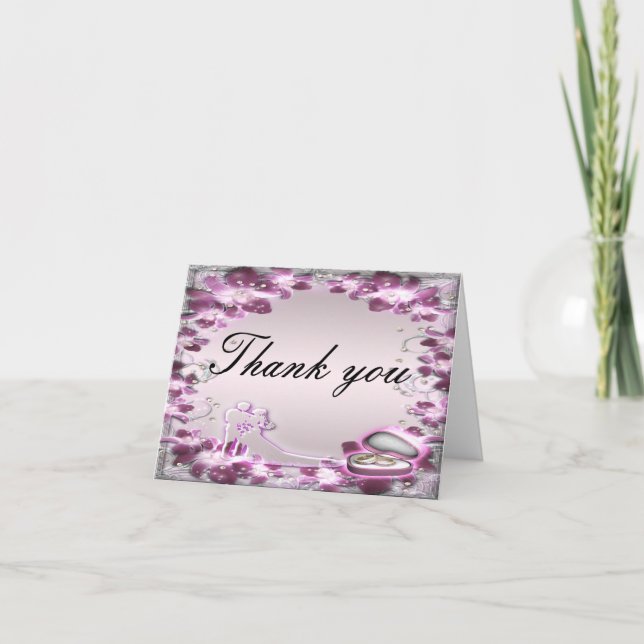 Carte de remerciements tendance violet floral chic (Devant)