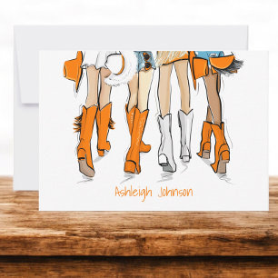 Carte De Remerciements Tennessee Ladies Cowboy Boots Orange Nom de la mod