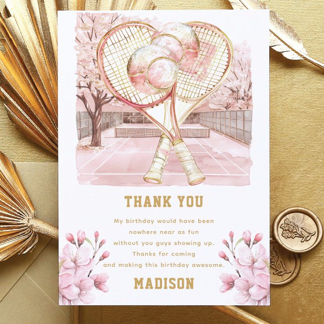 Carte De Remerciements Tennis sur mesure Luxury Girl Anniversaire (Créateur téléchargé)