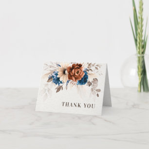 Carte De Remerciements Terracotta Marine Bleu Pampas Grass Mariage rustiq