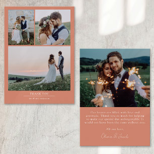 Carte De Remerciements Terracotta Minimalist 4 Mariage photo