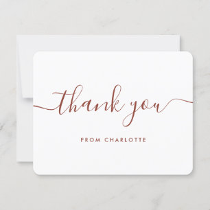 Carte De Remerciements Terracotta Moderne Script Wedding shower Anniversa