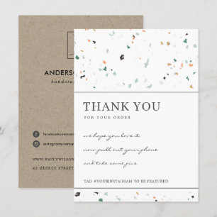 CARTE DE REMERCIEMENTS TERRAZZO PIERRE SPECKÉE ENTREPRISE LOGO