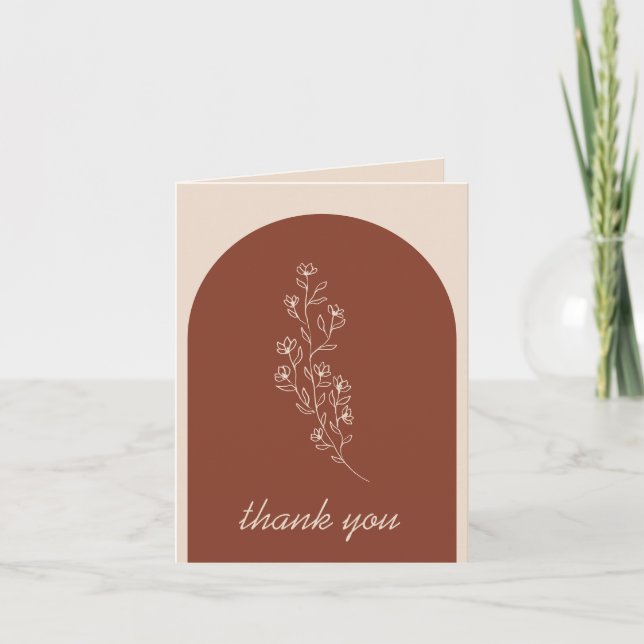 Carte De Remerciements Terre cuite Fleurs Saison Été Automne (Devant)