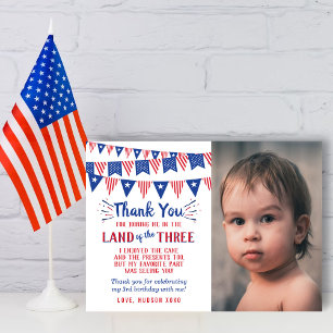 Carte De Remerciements Terre Des Trois Du 3 Juillet Photo Anniversaire